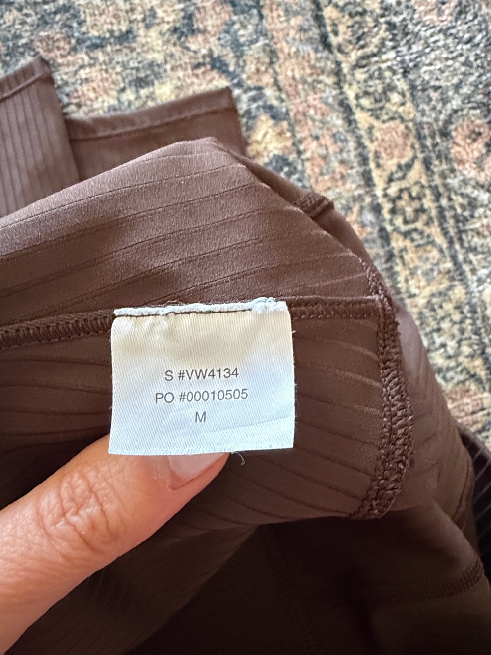 Vuori Ribbed High-Waist Leggings in Cocoa Brown - Picture 3 of 3